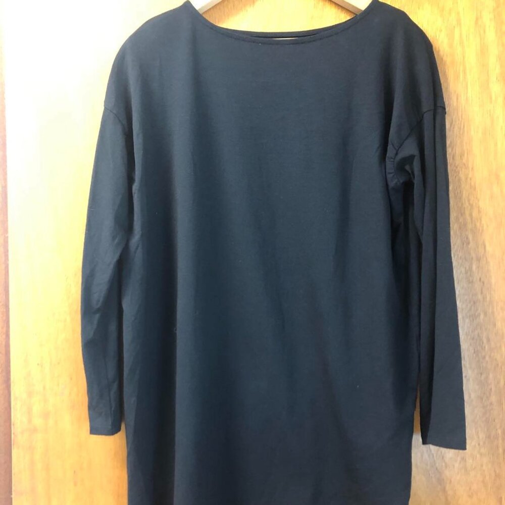 Like NewJ Jill Small Luxe Supima Forward Seam Tunic Top ~ Black
